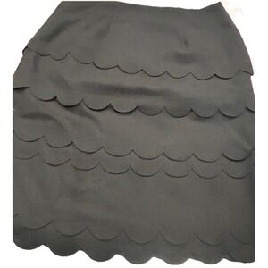 Maeve Anthropology Wool Blend Black Tiered Scalloped Pencil Skirt Size 10 Artsy